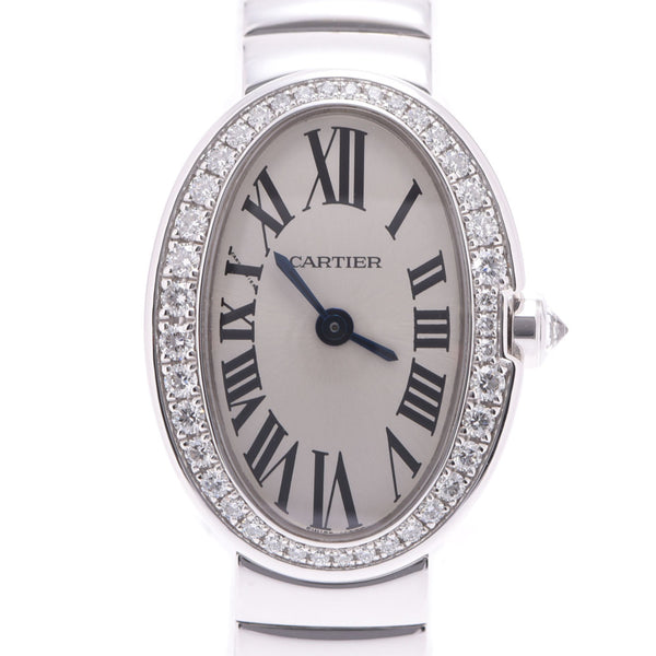 CARTIER Cartier Mini Baignoire Diamond Bezel WB520025 Ladies WG Watch Quartz Silver Dial A Rank Used Ginzo