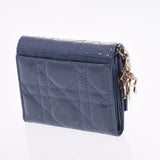 Christian Dior, Cristiandiol, Kanage Rota, Wallet, Dark, Deny, Blue Ladies enamel, three, wallet, wallet, B, Class used, silver.