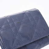 Christian Dior, Cristiandiol, Kanage Rota, Wallet, Dark, Deny, Blue Ladies enamel, three, wallet, wallet, B, Class used, silver.