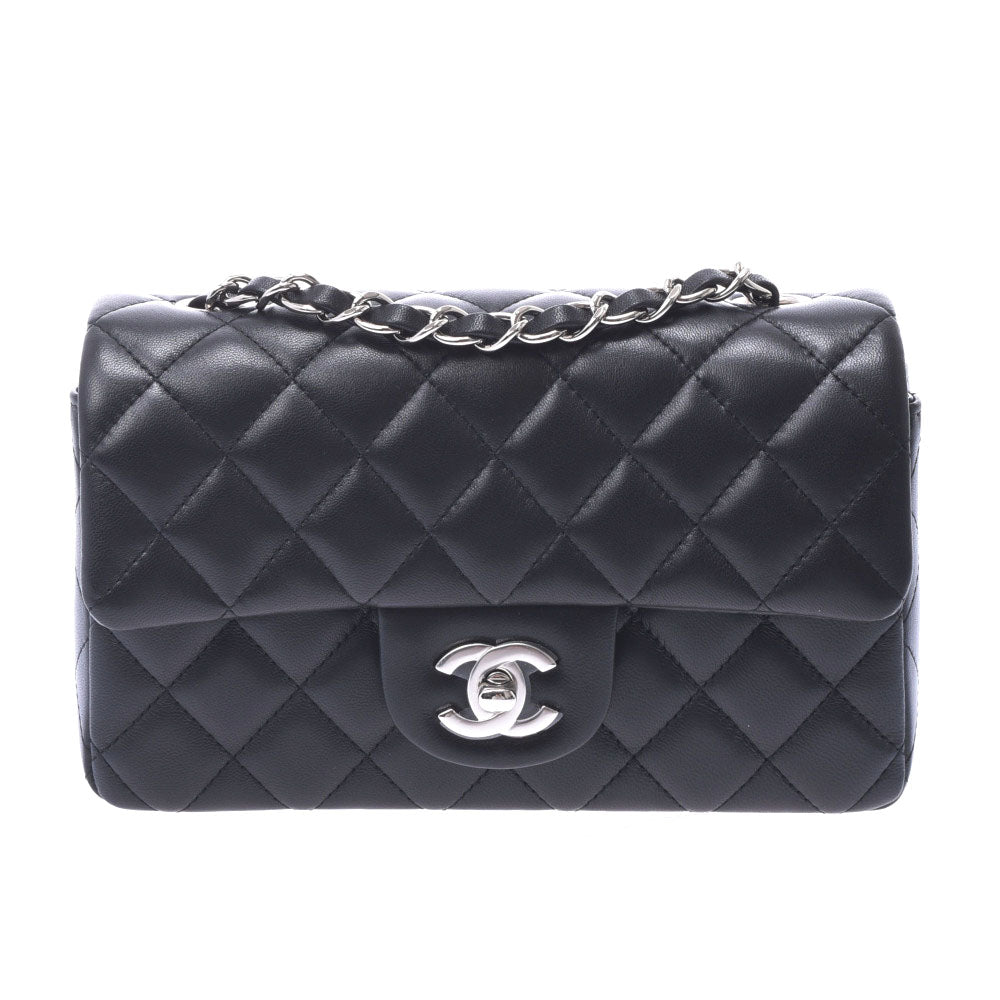 Chanel, mini-flap bag, 14143 black, silver gold, gold, gold, gold, lambskin  shoulder, shoulder bag, CHANEL, – 銀蔵オンライン