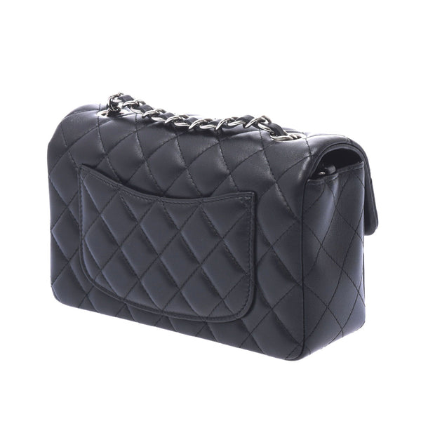 CHANEL Matrasse Mini Flap Bag Black Silver Hardware Ladies Lambskin Shoulder Bag Unused Ginzo