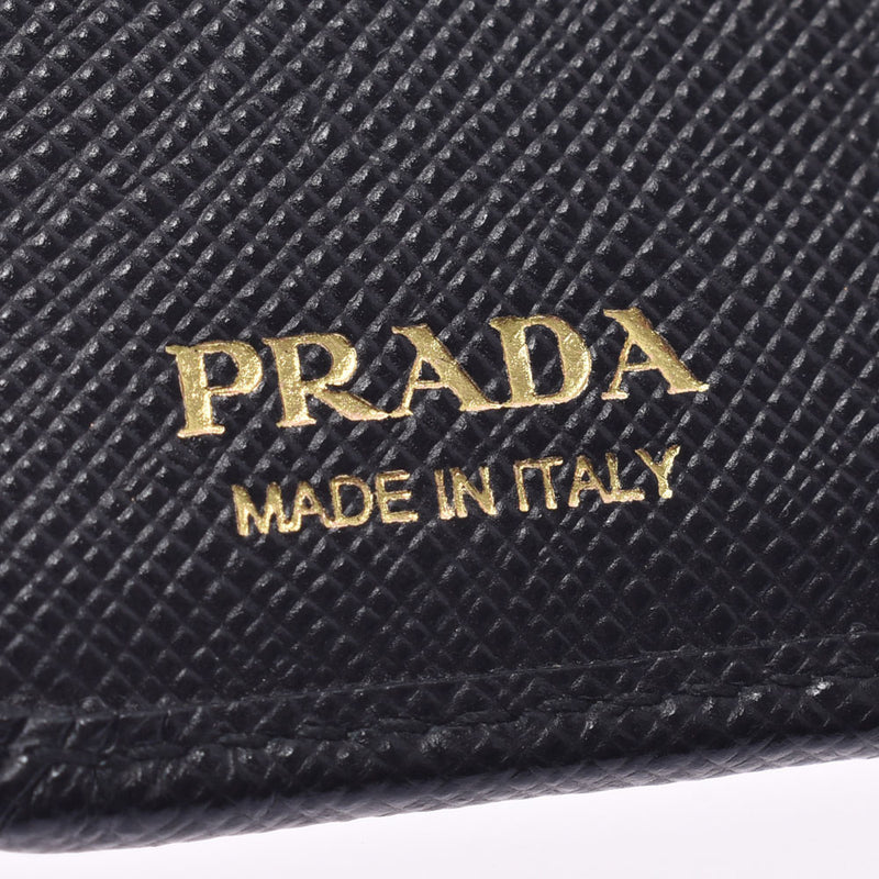 PRADA Prada, L, Fassner, wallet, black gold. 1ML018 Unisex Safiano, two folded purse, A-ranked, used silver storehouse.