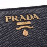 PRADA Prada, L, Fassner, wallet, black gold. 1ML018 Unisex Safiano, two folded purse, A-ranked, used silver storehouse.