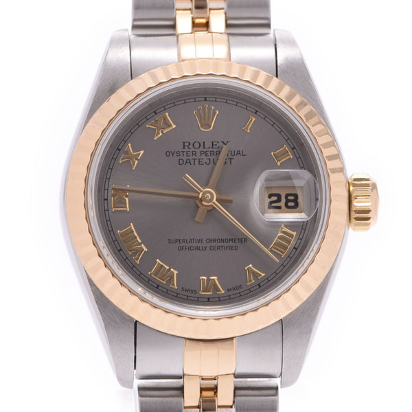 ROLEX Rolex Datejust 69173 Ladies YG / SS watch self-winding gray dial A rank used Ginzo