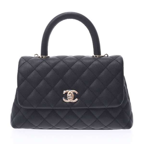 Chanel Maestro small top handle 2WAY bag black caviar skin