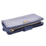 PRADA Prada L-shaped zipper wallet blue gold metal fittings Unisex Saffiano bi-fold wallet B rank used Ginzo
