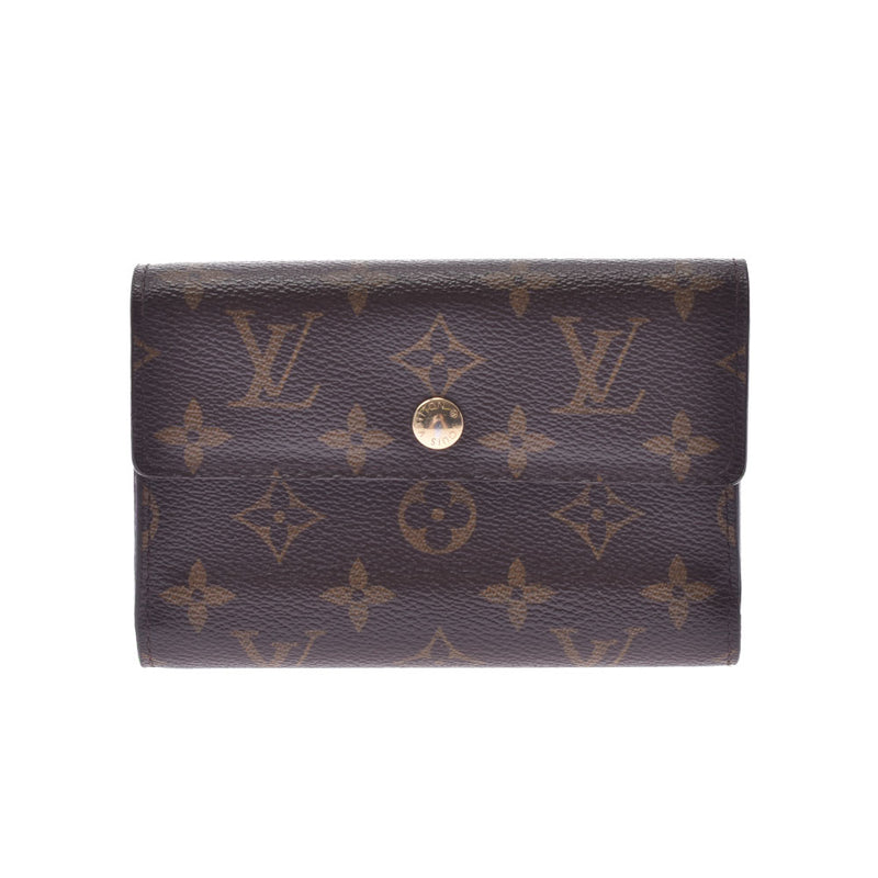 LOUIS VUITTON Louis Vuitton Monogram Portofoile Alexandra Brown M60047 Unisex Monogram Canvas Triple Wallet AB Rank Used Ginzo