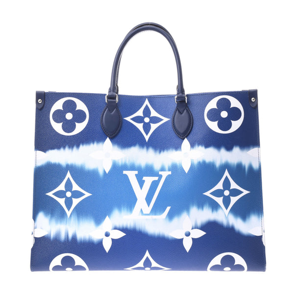 LOUIS VUITTON LV Escal on Go通用蓝色M45120中性Monogram帆布2WAY手提袋A级二手Ginzo