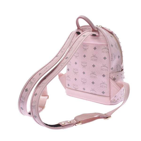 MCM emvicetus backpack mini studded pink women's leather backpack daypack B rank used silver