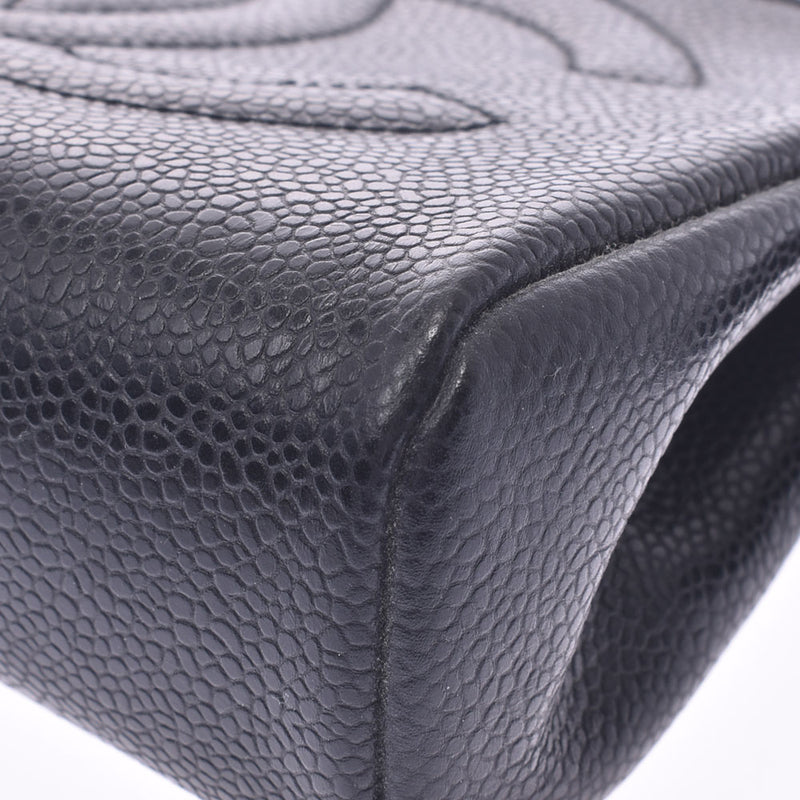 CHANEL香奈儿迷你化妆包黑色金色金属零件中性鱼子酱护肤包AB等级二手银藏