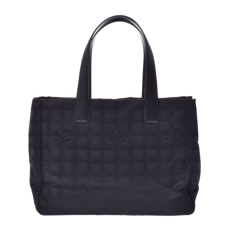 CHANEL New Travel Line Tote MM Black Unisex Nylon/Leather Tote Bag A Rank Used Ginzo