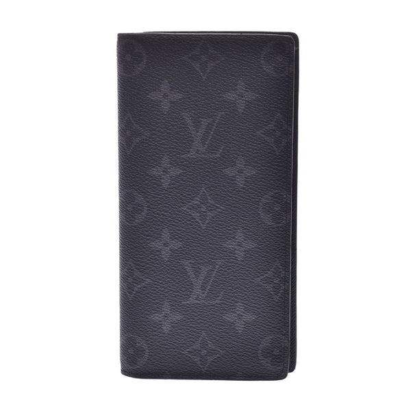 LOUIS VUITTON Monogram Eclipse Portofeuil Brother Black / Gray M61697 Men's Monogram Eclipse Canvas Long Wallet A Rank Used Ginzo