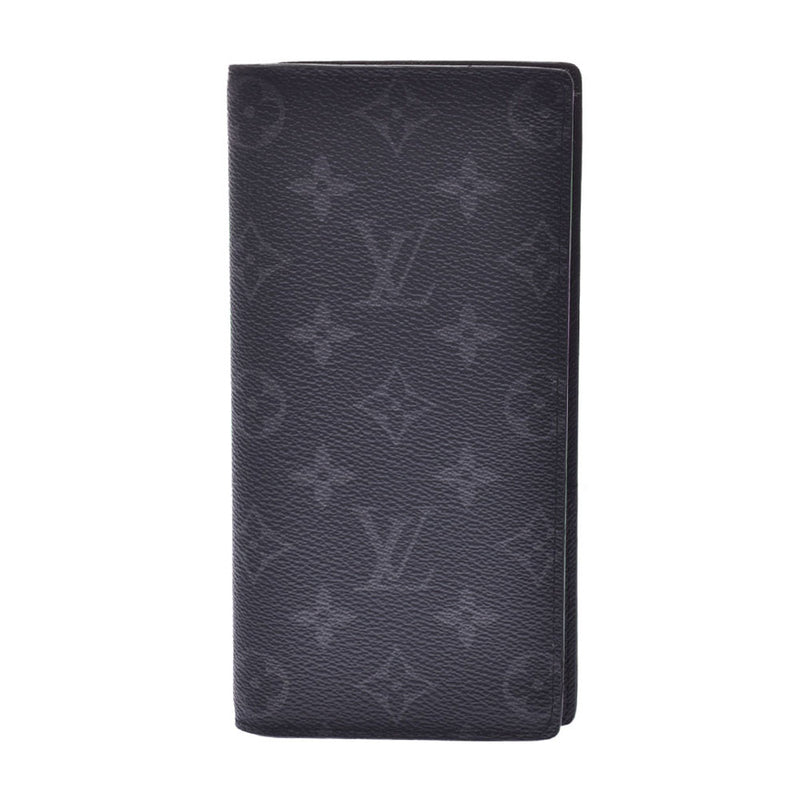 LOUIS VUITTON Monogram Eclipse Portofeuil Brother Black / Gray M61697 Men's Monogram Eclipse Canvas Long Wallet A Rank Used Ginzo