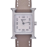 HERMES Hermes H Watch Bezel Diamond HH1.131 Y Engraved (c. 2020) Women's SS/Leather Watch Quartz Shell Dial New Ginzo