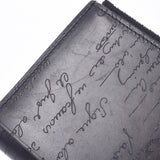 Berluti Berluti Santar Scrit Leather Long Wallet Calligraphy Ice Black Men's Leather Wallet AB Rank Used Ginzo