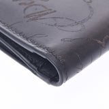 Berluti Berluti Santar Scrit Leather Long Wallet Calligraphy Ice Black Men's Leather Wallet AB Rank Used Ginzo