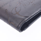 Berluti Berluti Santar Scrit Leather Long Wallet Calligraphy Ice Black Men's Leather Wallet AB Rank Used Ginzo