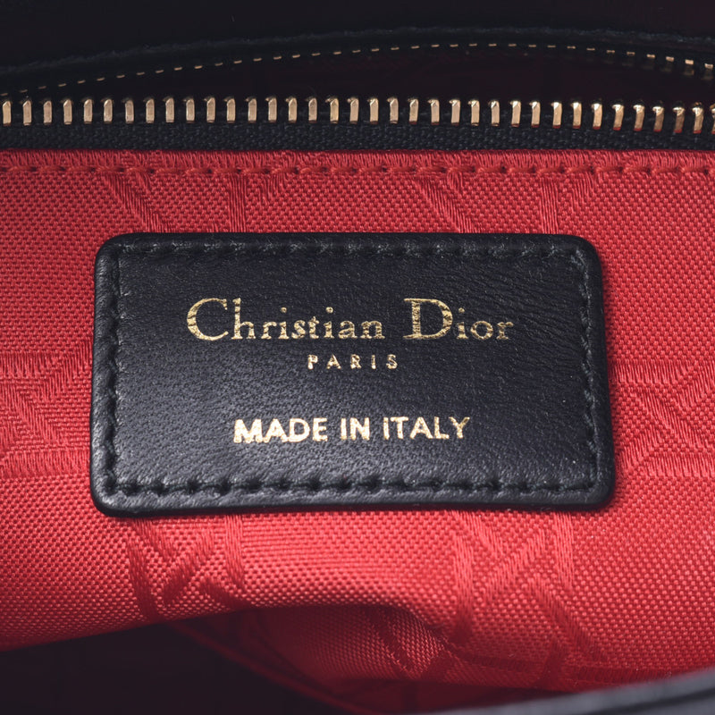 Christian Dior, Christian Dior, Lady Dior, Black Ladies, Lambskin, 2WAY Bag A Rank, used silverware.