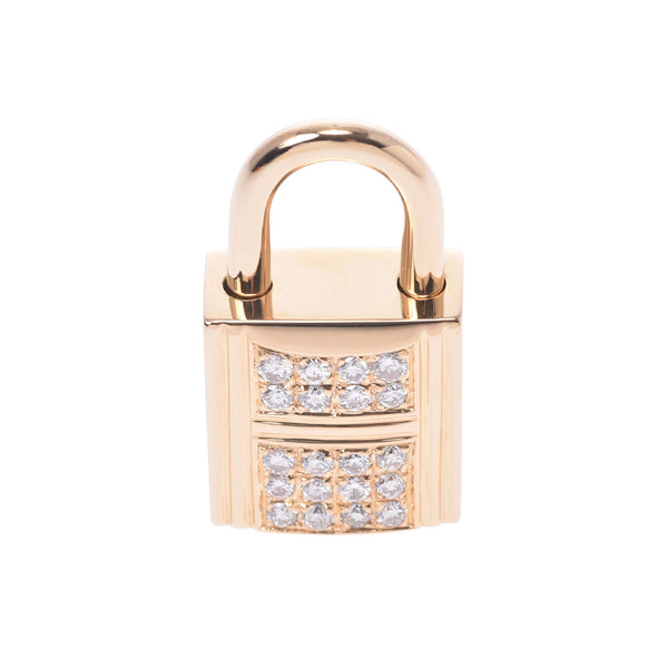 Hermes Hermes Cadena钥匙2吊坠顶级女士K18 YG / Diamond Charm A等级使用Silgrin