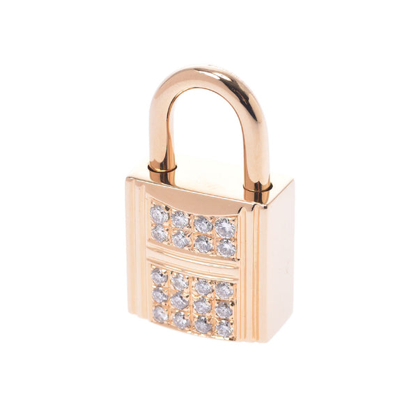 Hermes Hermes Cadena钥匙2吊坠顶级女士K18 YG / Diamond Charm A等级使用Silgrin