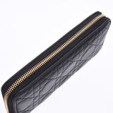 Christian Dior Christian Dior Canaje Round Fastener Black Gold Bracket Women Leather Long Wallet AB Rank Used Silgrin