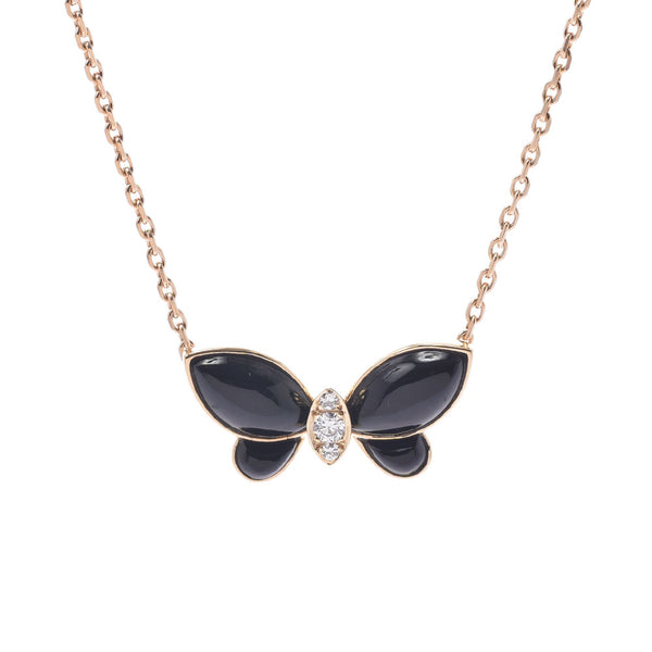 【Financial sales】 Van Cleef & Arpels Van Cliffe & Arpel Papillon Necklace Ladies K18WG / Onyx / Diamond Necklace A-Rank Used Silgrin