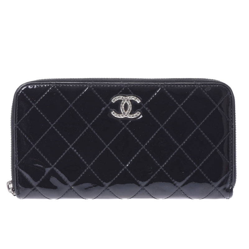 シャネルブリリアント ラウンドファスナー長財布 14143 黒 シルバー金具 レディース エナメル 長財布 CHANEL 中古 – 銀蔵オンライン