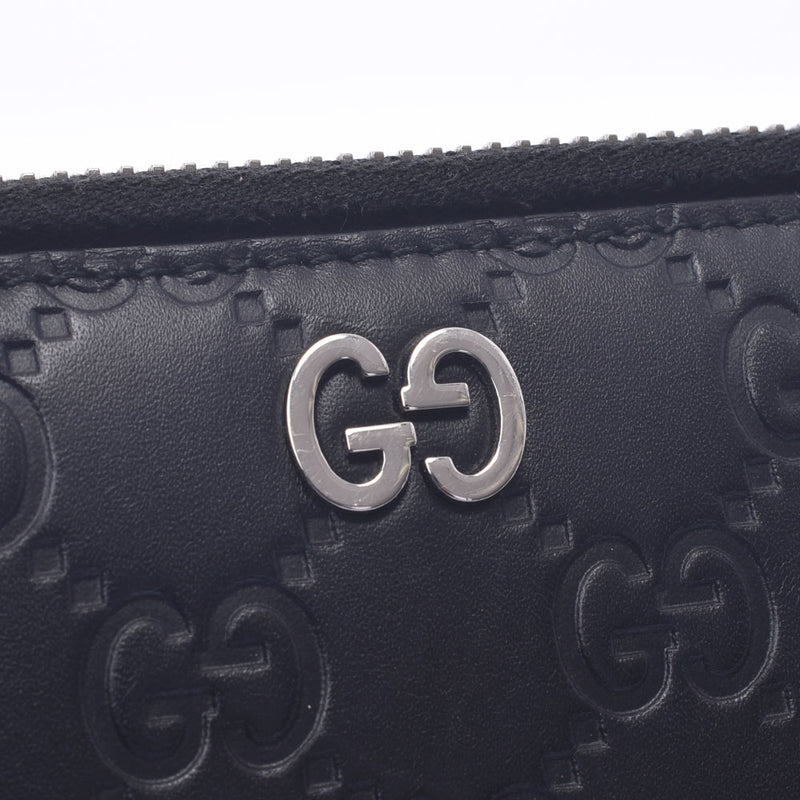 GUCCI Gucci Guccishima Document Case Black Silver Metal Fittings 523100 Men's Leather Travel Case AB Rank Used Ginzo