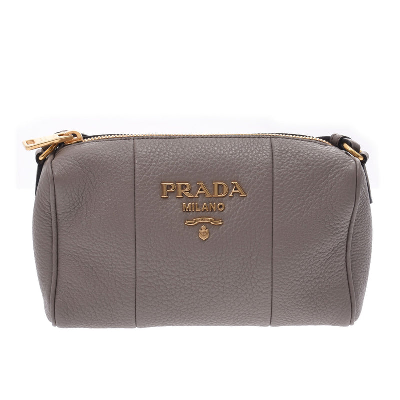 Prada Prada灰色金支架1bh157女士皮革单肩包未使用的Silgrin