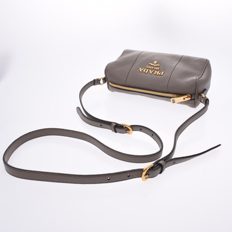 Prada Prada Gray Gold Bracket 1BH157 Ladies Leather Shoulder Bag Unused Silgrin