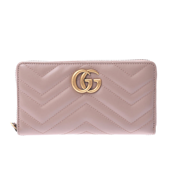 GUCCI Gucci GG Mermont Round Fastener Long Wallet Double G Pink Beige Gold Bracket 443123 Women's Leather Long Wallet Unused Silgrin