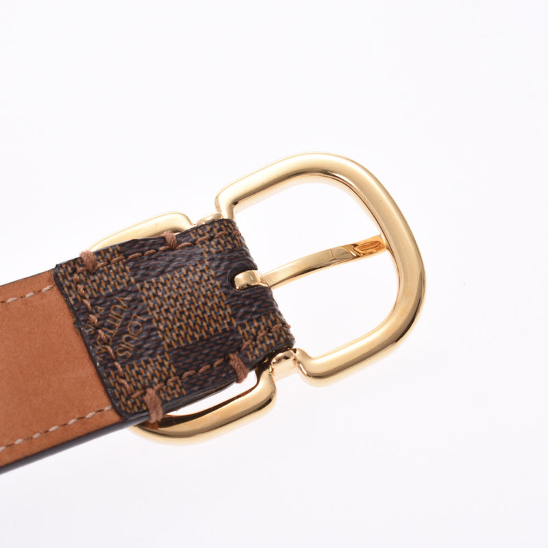 LOUIS VUITTON Louis Vuitton Damier Saint Tulle Mini Belt 75cm Brown Gold Metal Fittings M9744 Men's Damier Canvas Belt AB Rank Used Ginzo