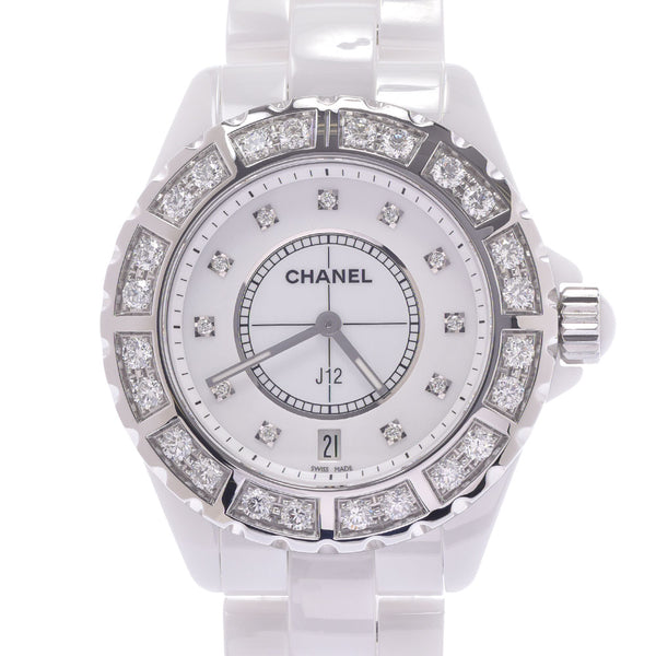 CHANEL Chanel J12 Bezel Large Diamond 11P Diamond H2430 Men's White Ceramic /SS Watch Quartz White Dial A Rank Used Ginzo