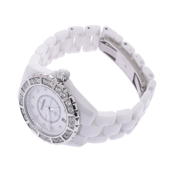 CHANEL Chanel J12 Bezel Large Diamond 11P Diamond H2430 Men's White Ceramic /SS Watch Quartz White Dial A Rank Used Ginzo