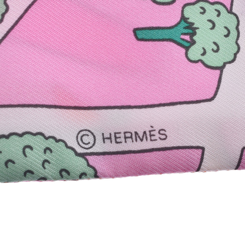 HERMES エルメス ツイリー パリの恋人たち/Les Nouveaux Amoureux de Paris ピンク/紫/白 レディース シルク100% スカーフ 未使用 銀蔵