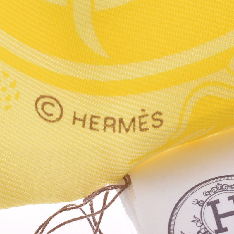 HERMES 爱马仕扭曲 Exlif 巴黎 / EX-LIBRIS LES PARISIELU 黄色女士丝绸 100% 围巾未使用银藏