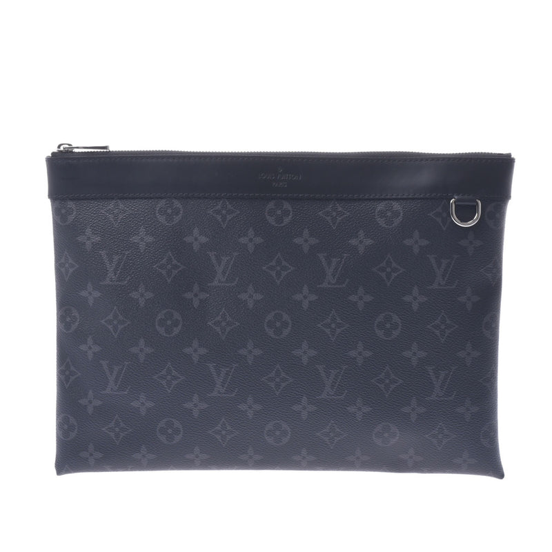 LOUIS VUITTON Louis Vuitton Monogram Eclipse Pochette Discovery Black/Grey M62291 Men's Monogram Eclipse Canvas Clutch Bag A Rank Used Ginzo