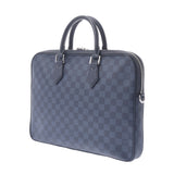 LOUIS VUITTON Damier Cobalt Dandy公文包海军蓝/黑色Men's Damier Cobalt Canvas商务手提包A Rank Used Ginzo