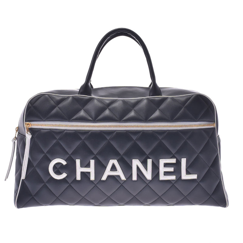 Chanel Chanel Sports Line Black Unisex Ramskin Boston Bag B Rank Used Silgrin