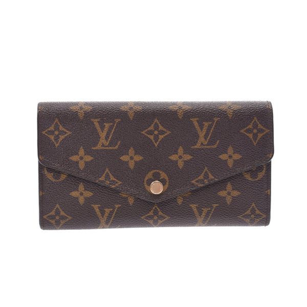 LOUIS VUITTON Louis Vuitton monogram portofoy Sara Brown M60531 unisex monogram canvas long wallet B-rank used silver