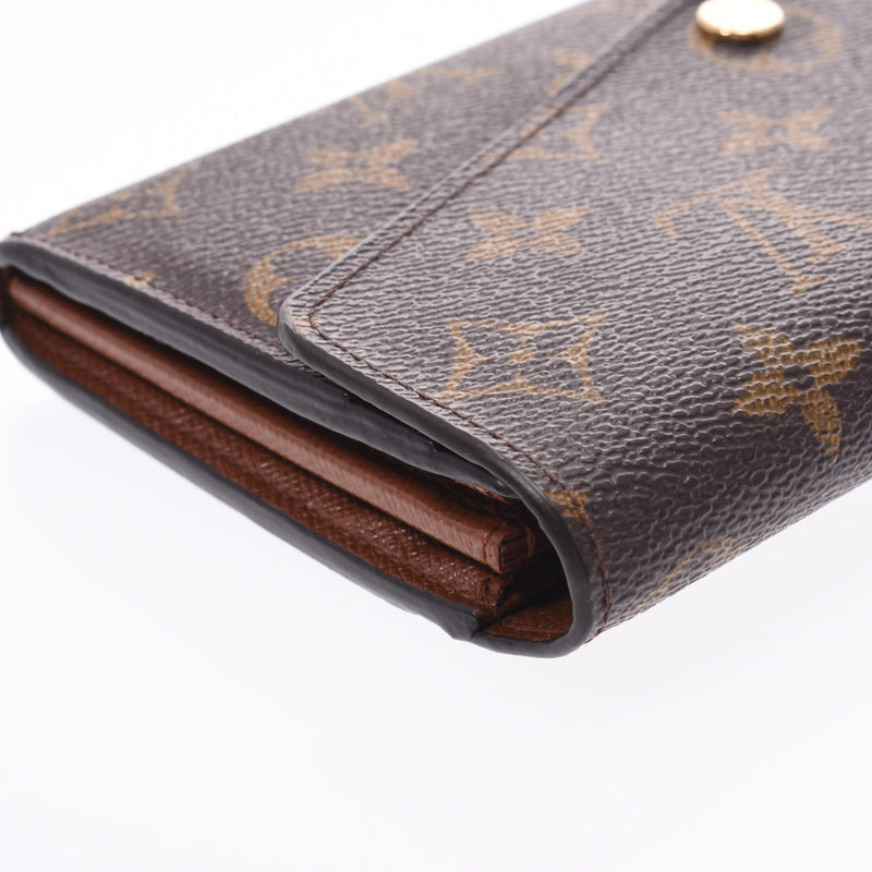 LOUIS VUITTON Louis Vuitton monogram portofoy Sara Brown M60531 unisex monogram canvas long wallet B-rank used silver