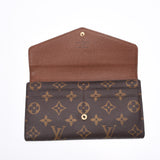 LOUIS VUITTON Louis Vuitton monogram portofoy Sara Brown M60531 unisex monogram canvas long wallet B-rank used silver