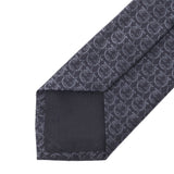 Salvatore Ferragamo Ferragamo Gantini Pattern Dark Gray Men's Silk 100% Necktie Unused Silgrin