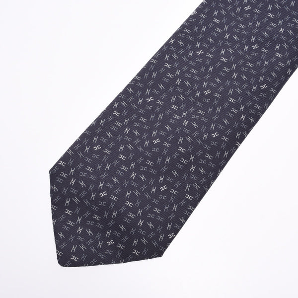 Hermes Hermes H Pattern Gray Men's Silk 100% Tie A-Rank Used Silgrin