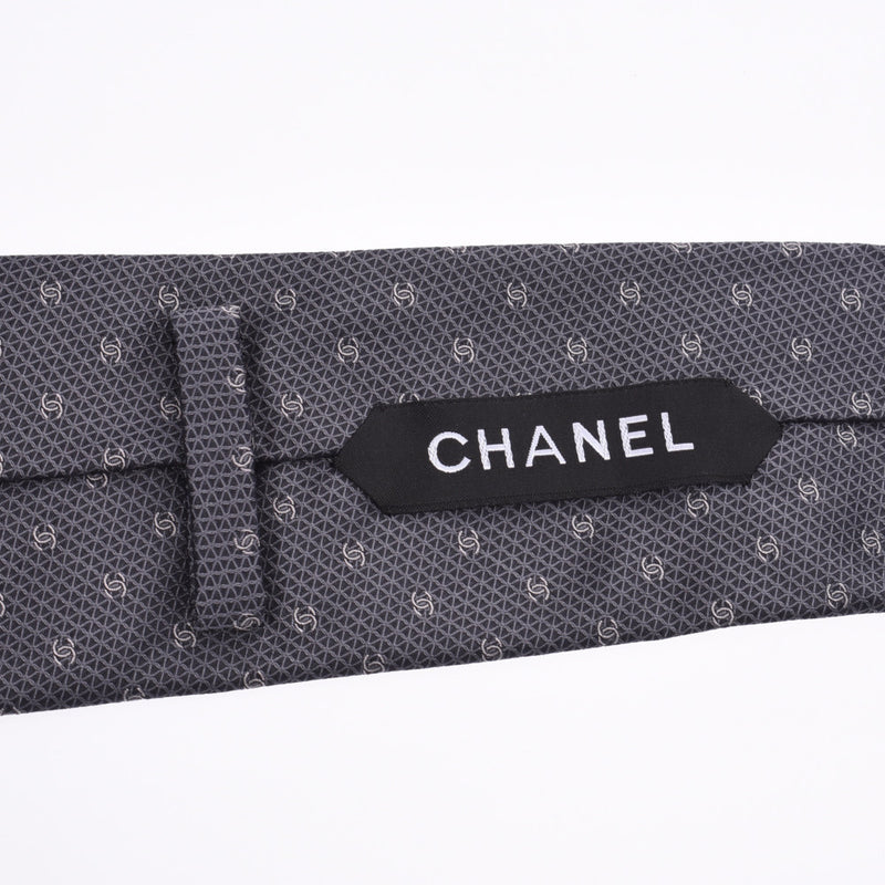 CHANEL シャネル ココマーク柄 グレー系 メンズ シルク100％ ネクタイ 未使用 銀蔵