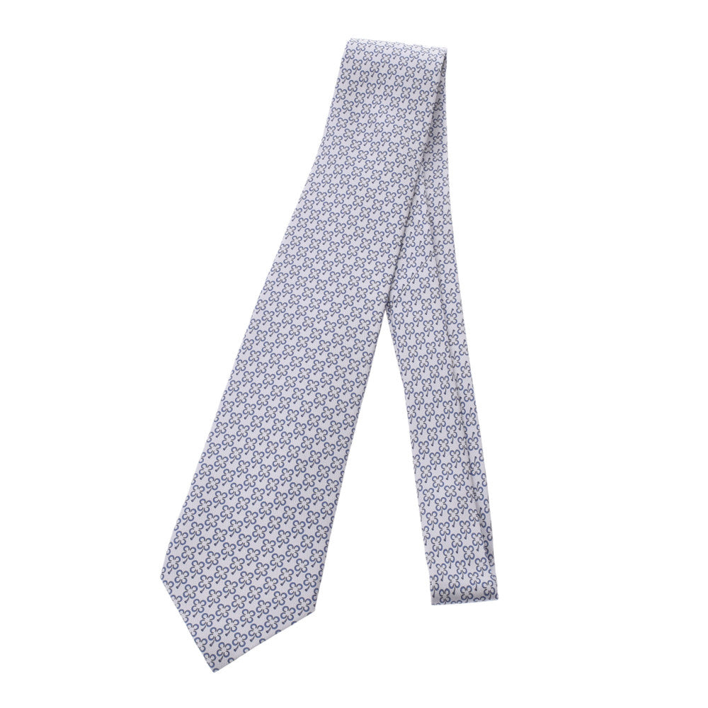 未使用品HERMES クローバー柄ネクタイ グレー エルメスクローバー柄 グレー系 メンズ ネクタイ HERMES 中古 – 銀蔵