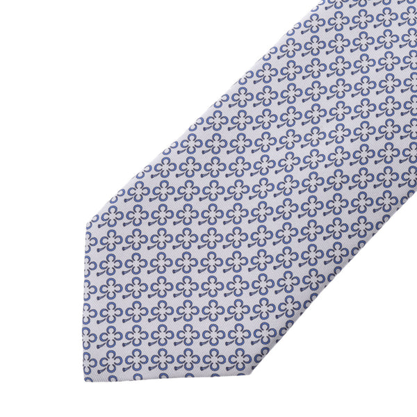 Hermes Hermes Clover Pattern Gray Men's Silk 100% Tie A-Rank Used Silgrin