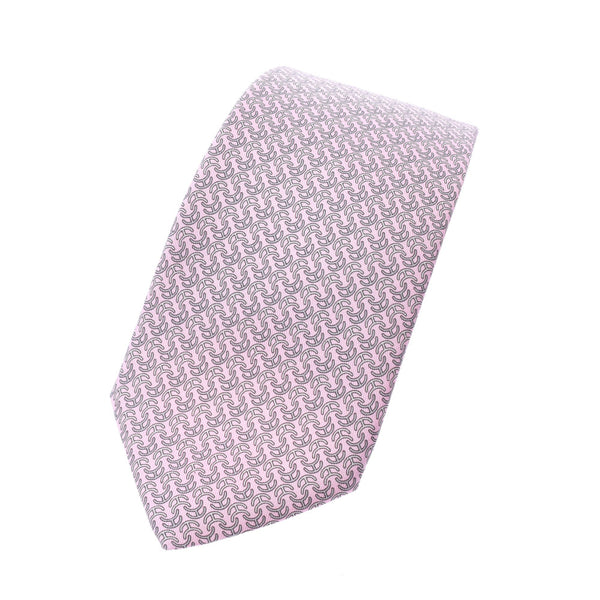 爱马仕Hermes H Pattern Pink Men's Silk 100％领带未使用的Silgrin