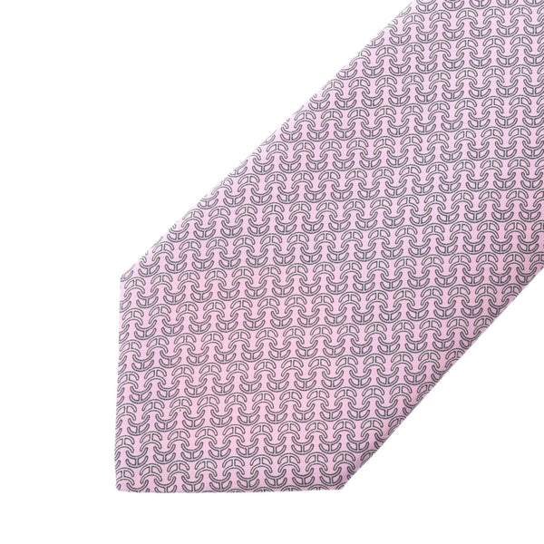 爱马仕Hermes H Pattern Pink Men's Silk 100％领带未使用的Silgrin