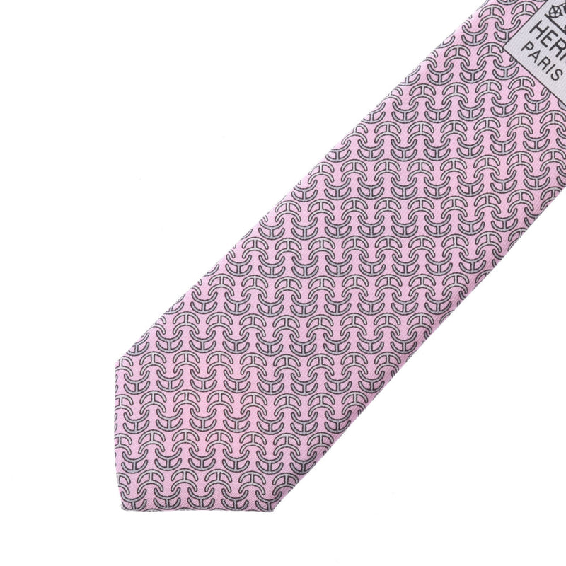 HERMES エルメス H柄 ピンク系 メンズ シルク100％ ネクタイ 未使用 銀蔵